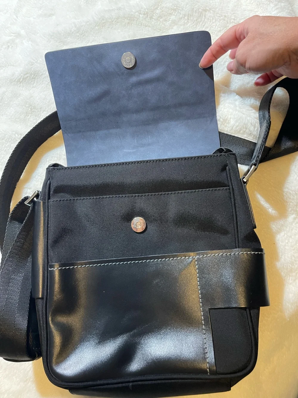 Black Leather Messenger Bag for Men/women NEW